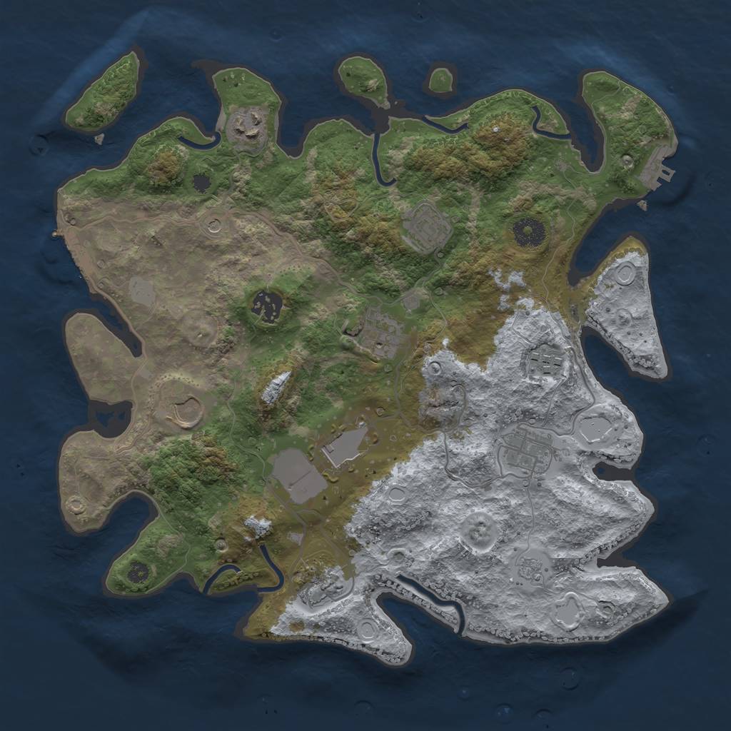 Rust Map: Procedural Map, Size: 3500, Seed: 22090, 18 Monuments