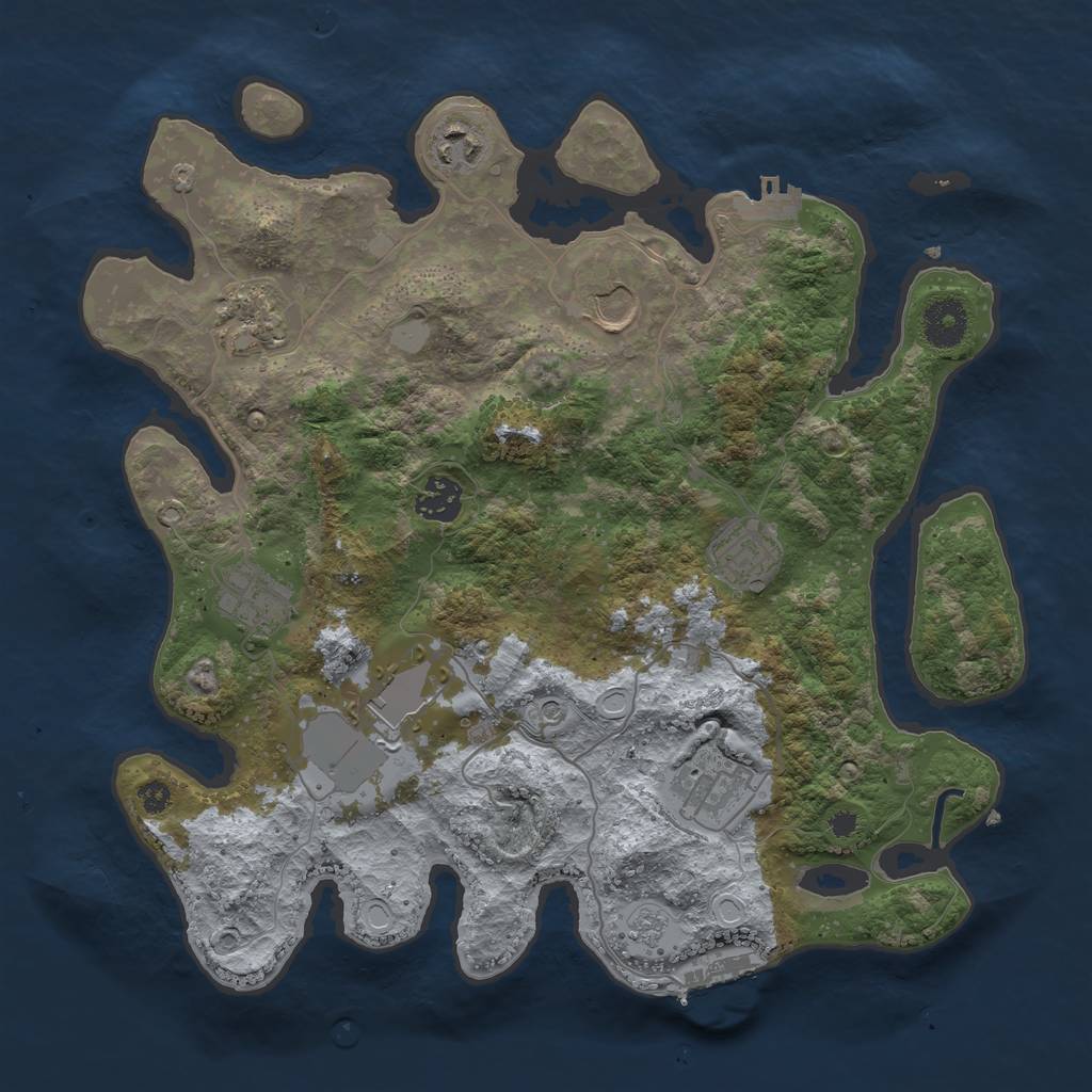 Rust Map: Procedural Map, Size: 3500, Seed: 870876336, 17 Monuments