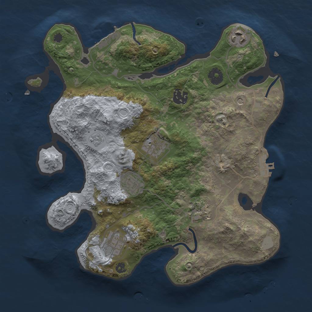 Rust Map: Procedural Map, Size: 3000, Seed: 1255555, 15 Monuments