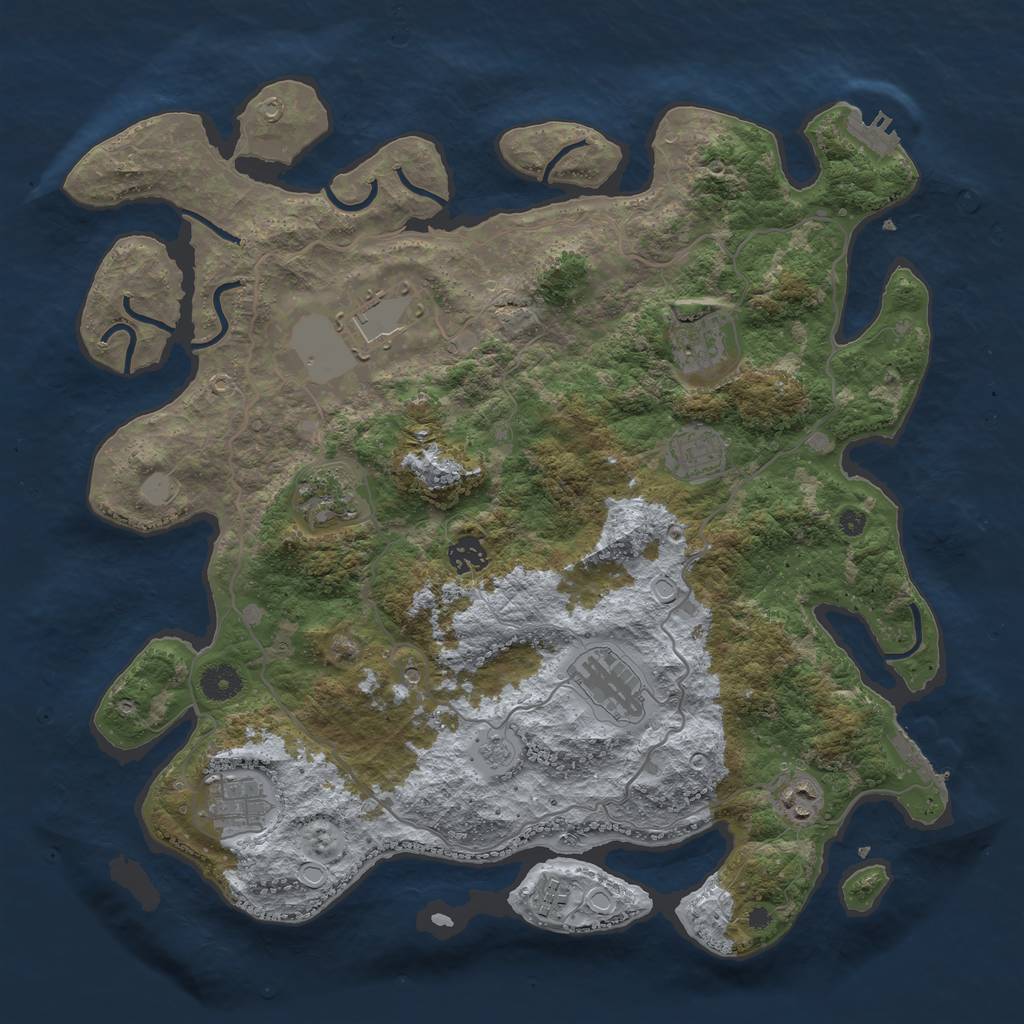 Rust Map: Procedural Map, Size: 4000, Seed: 122785739, 18 Monuments