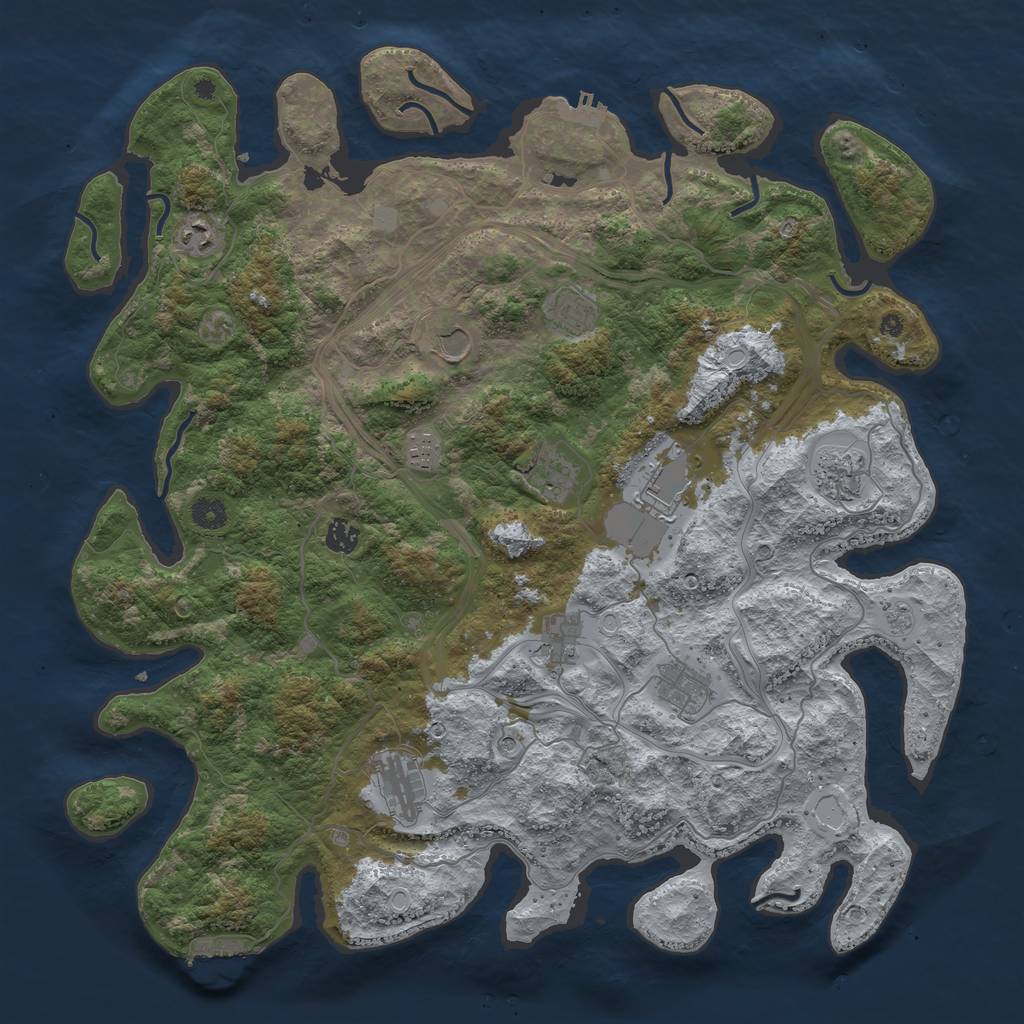 Rust Map: Procedural Map, Size: 4500, Seed: 2044094158, 20 Monuments