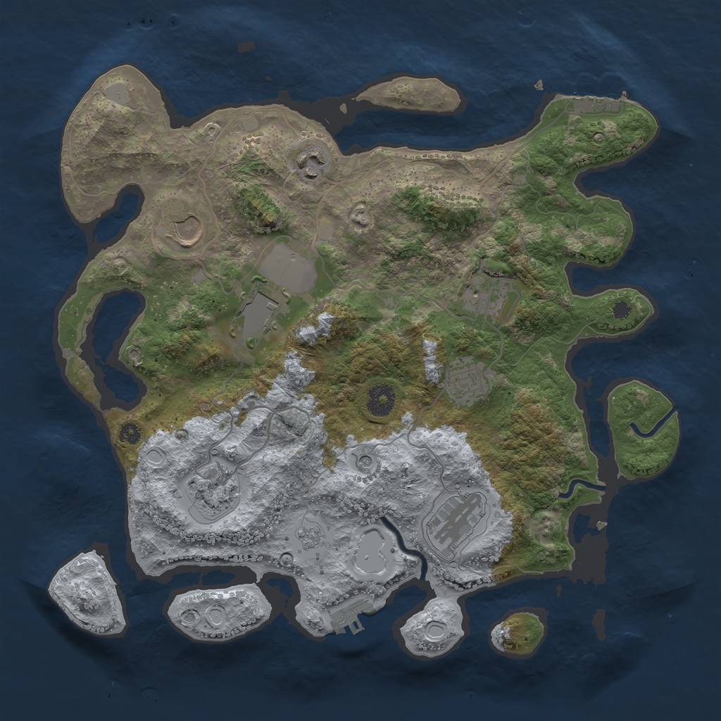 Rust Map: Procedural Map, Size: 3500, Seed: 14168545, 16 Monuments