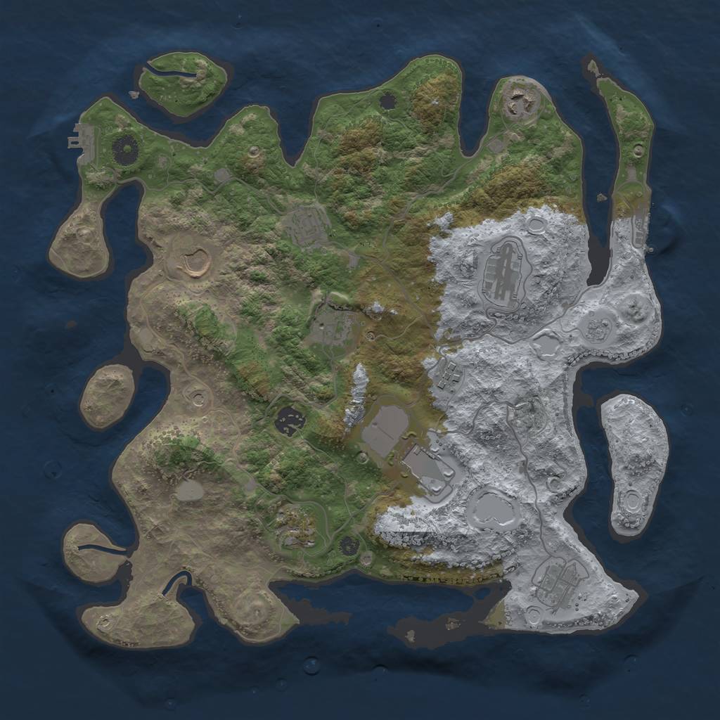 Rust Map: Procedural Map, Size: 3800, Seed: 1020380349, 19 Monuments