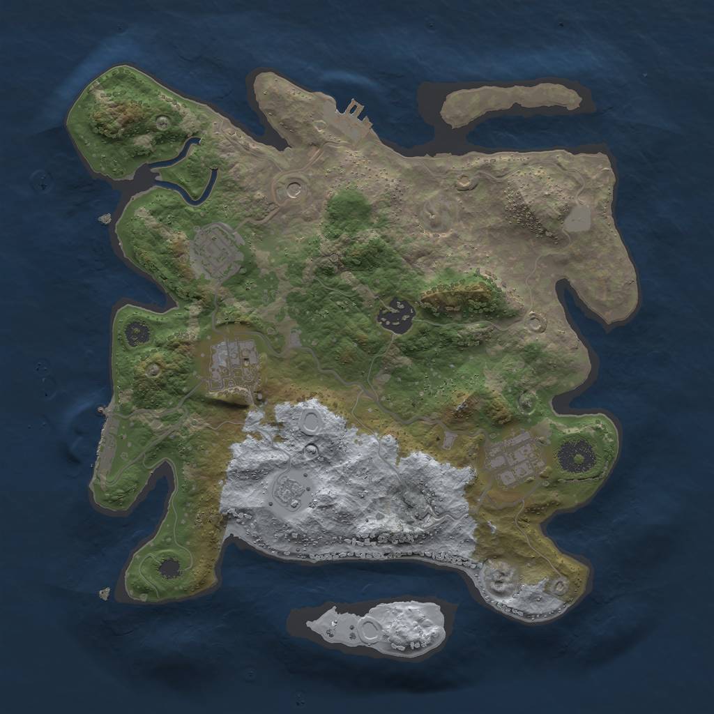 Rust Map: Procedural Map, Size: 3000, Seed: 85332780, 13 Monuments