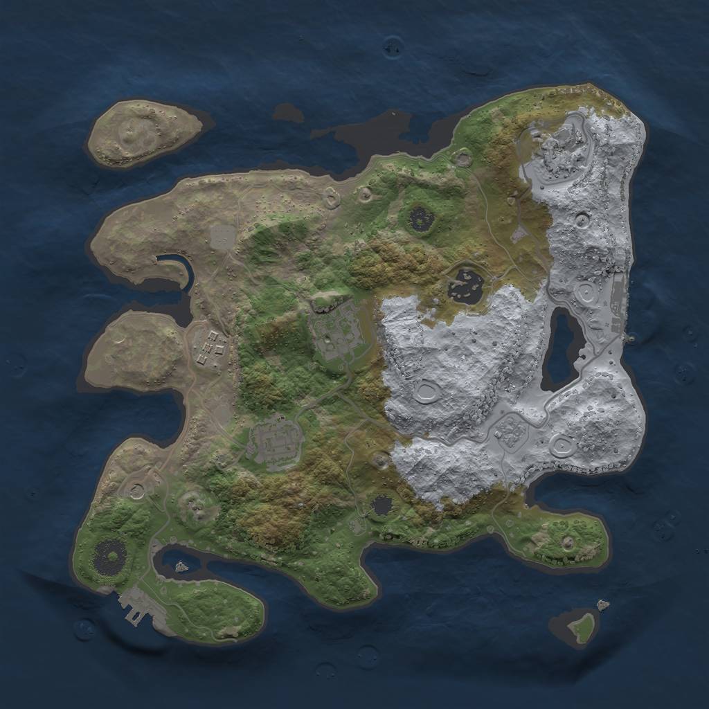 Rust Map: Procedural Map, Size: 3000, Seed: 1010247085, 14 Monuments