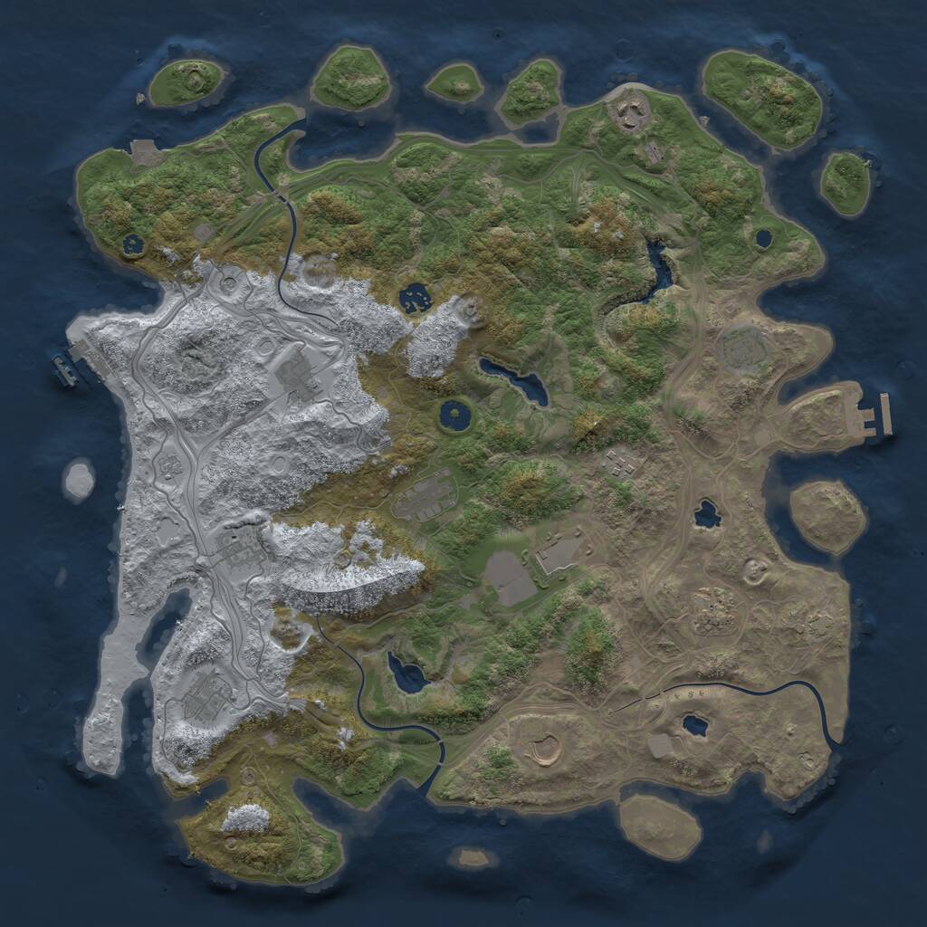 Rust Map: Procedural Map, Size: 4500, Seed: 121085505, 17 Monuments