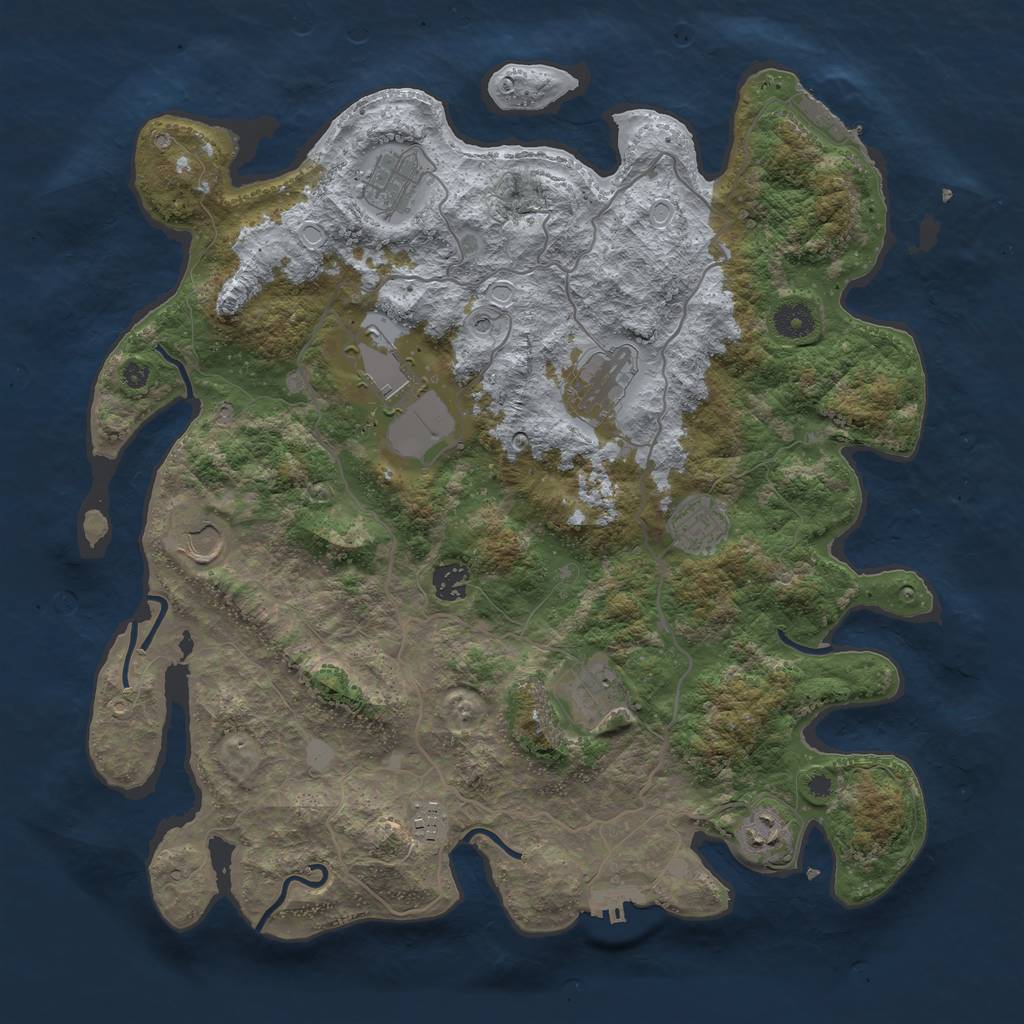 Rust Map: Procedural Map, Size: 4000, Seed: 858682, 17 Monuments