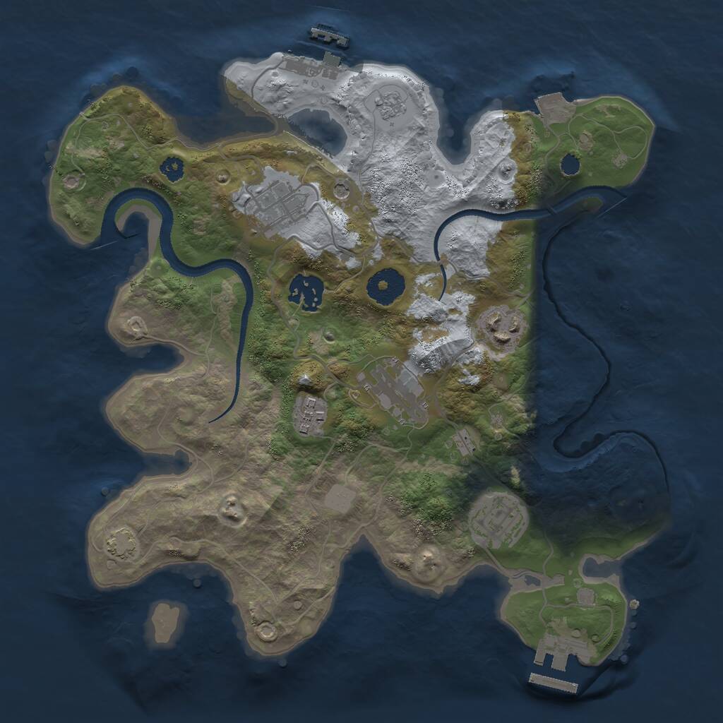 Rust Map: Procedural Map, Size: 3000, Seed: 21319, 12 Monuments