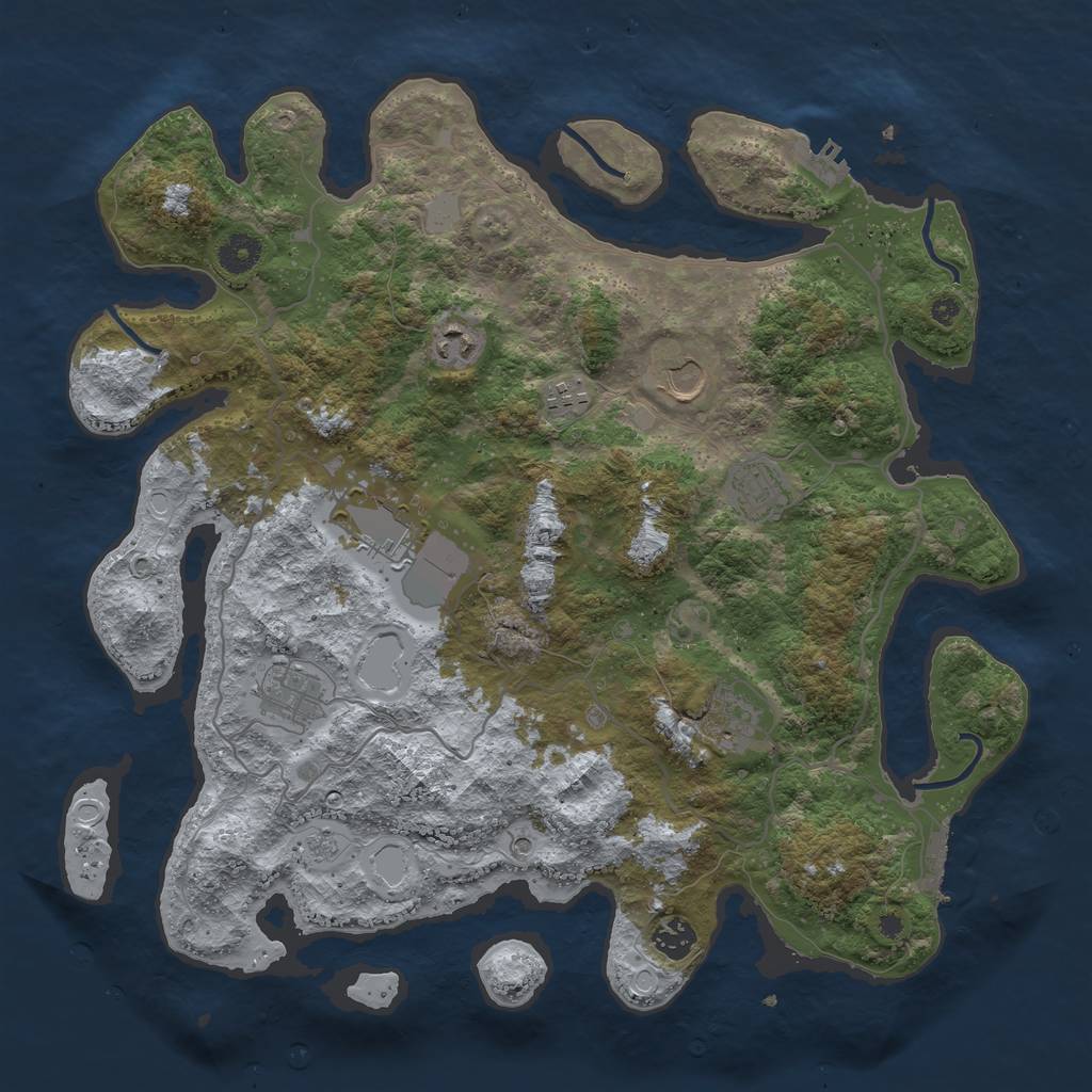 Rust Map: Procedural Map, Size: 4000, Seed: 1261782236, 17 Monuments