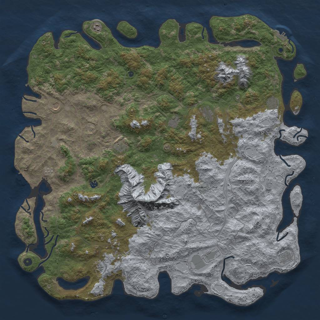 Rust Map: Procedural Map, Size: 6000, Seed: 1096610717, 20 Monuments