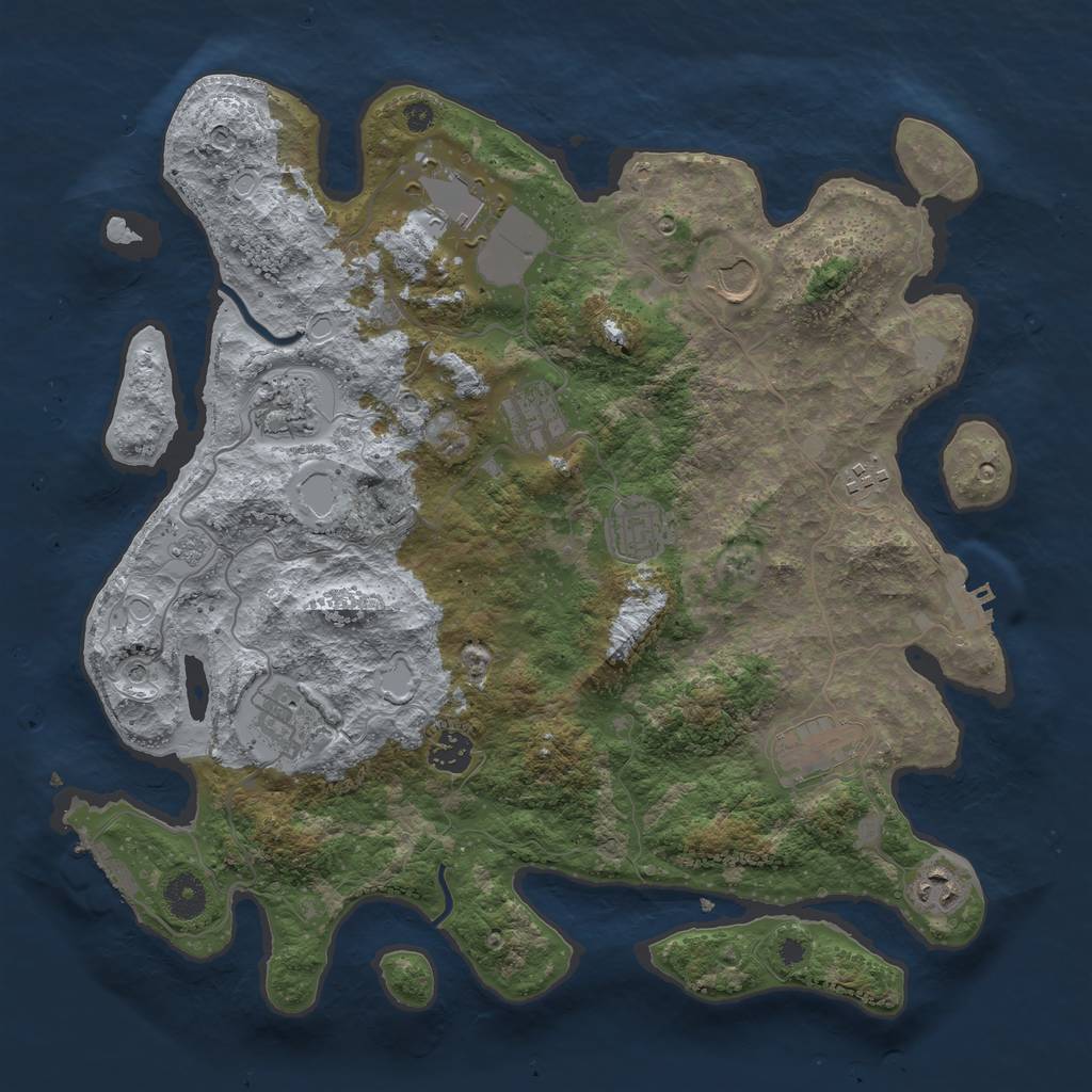 Rust Map: Procedural Map, Size: 3800, Seed: 1345854079, 19 Monuments