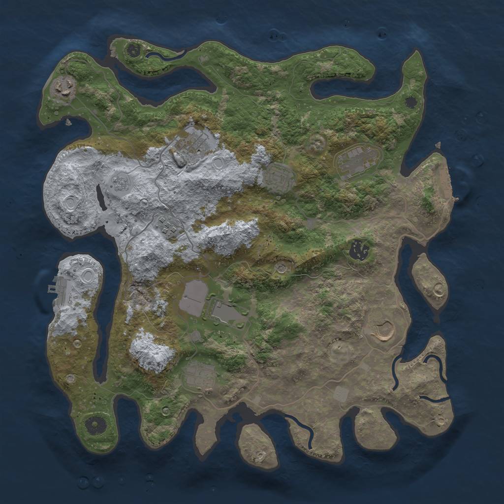 Rust Map: Procedural Map, Size: 3800, Seed: 92209921, 18 Monuments