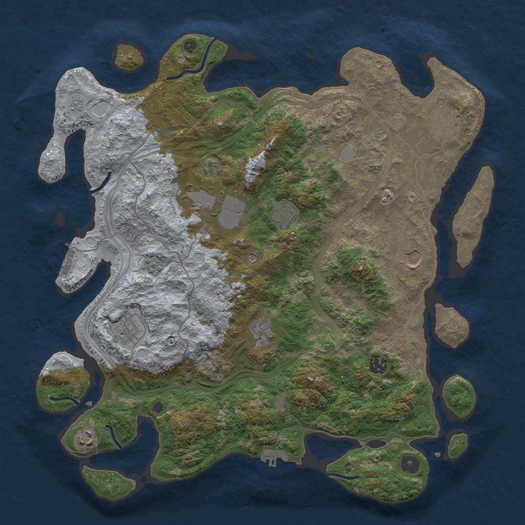 Rust Map: Procedural Map, Size: 4300, Seed: 2039708621, 18 Monuments