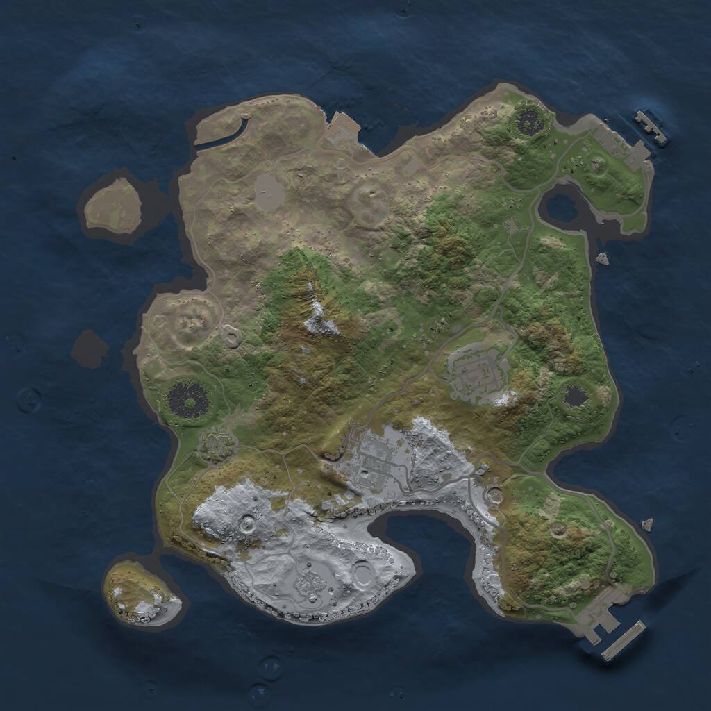 Rust Map: Procedural Map, Size: 2750, Seed: 2424, 8 Monuments