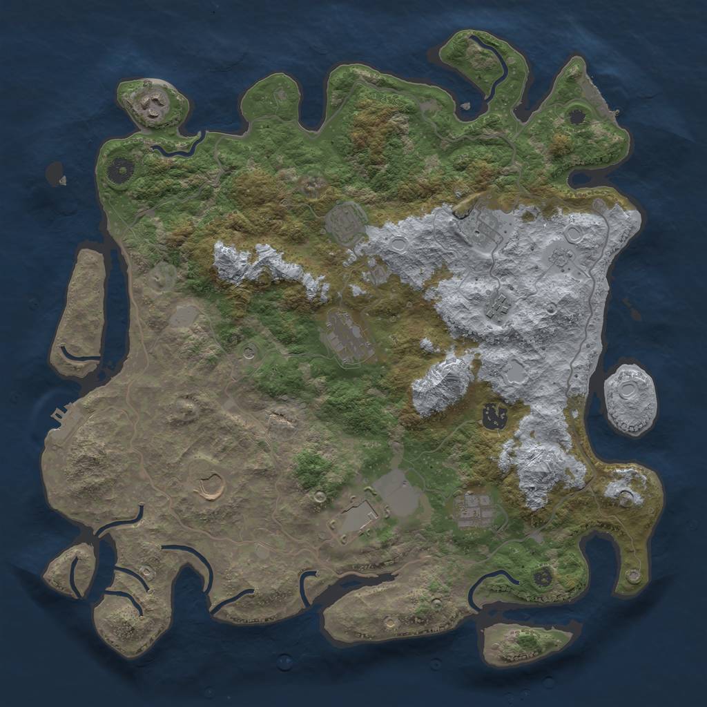 Rust Map: Procedural Map, Size: 4000, Seed: 894118, 18 Monuments