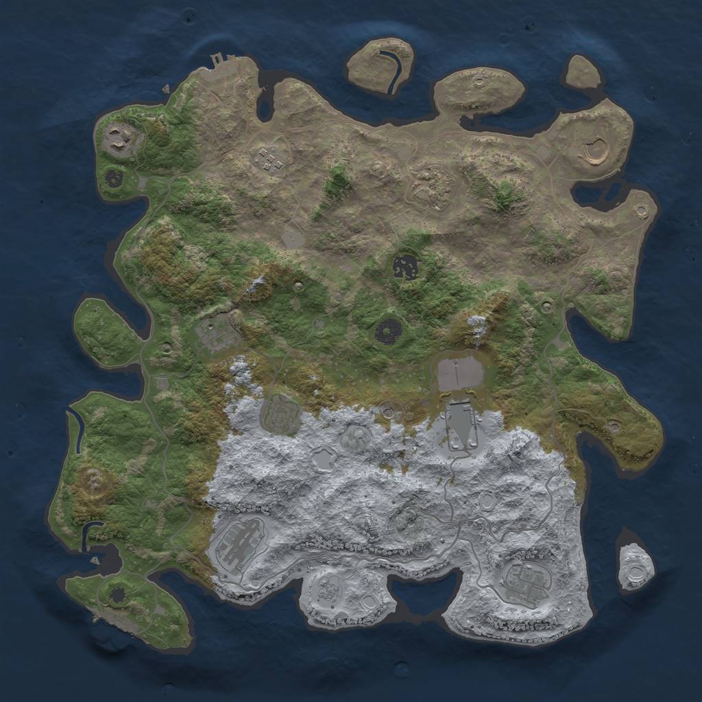 Rust Map: Procedural Map, Size: 4000, Seed: 2095139228, 19 Monuments