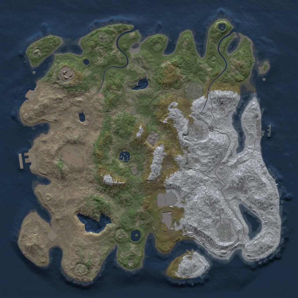 Rust Map: Procedural Map, Size: 4000, Seed: 927516, 14 Monuments