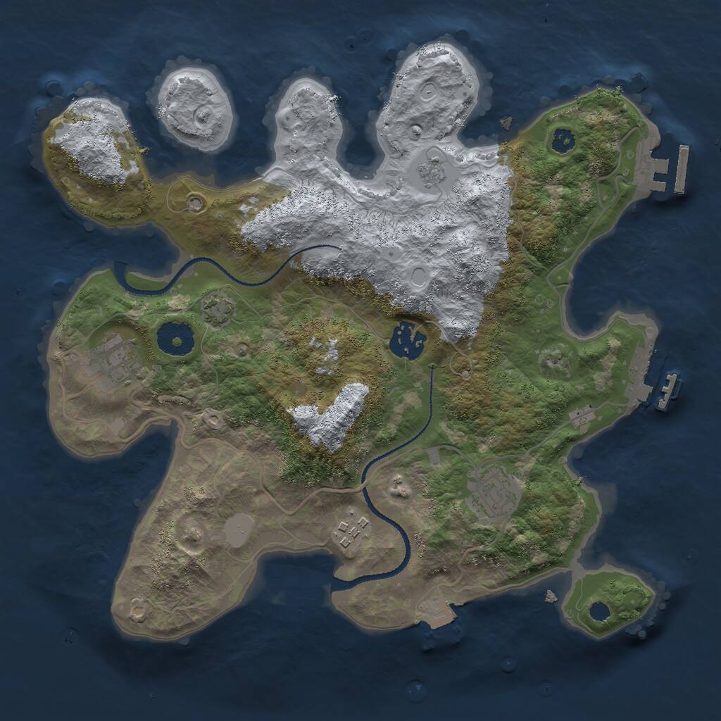 Rust Map: Procedural Map, Size: 3000, Seed: 1000021, 9 Monuments