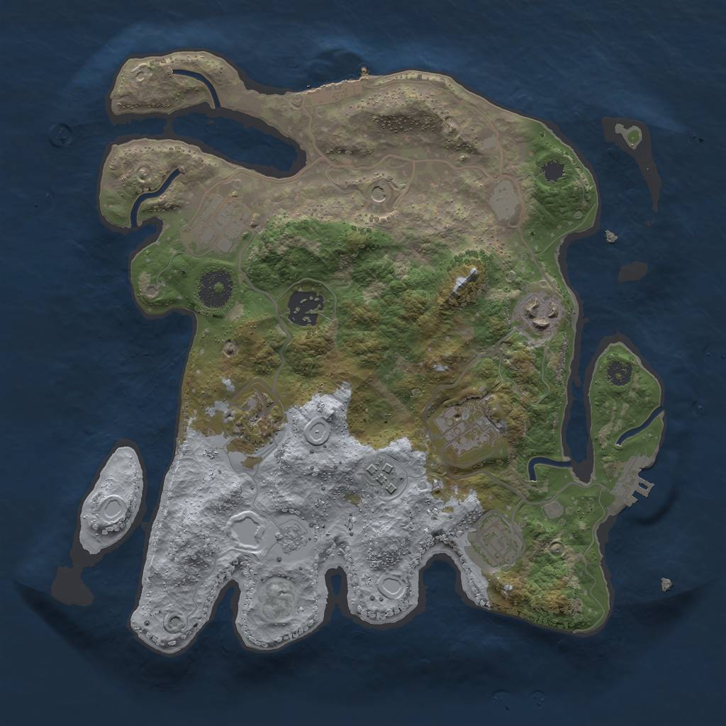 Rust Map: Procedural Map, Size: 3000, Seed: 50055, 16 Monuments