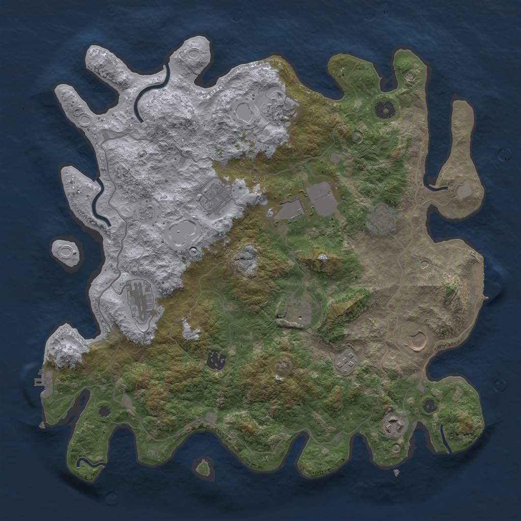 Rust Map: Procedural Map, Size: 4000, Seed: 234215, 19 Monuments