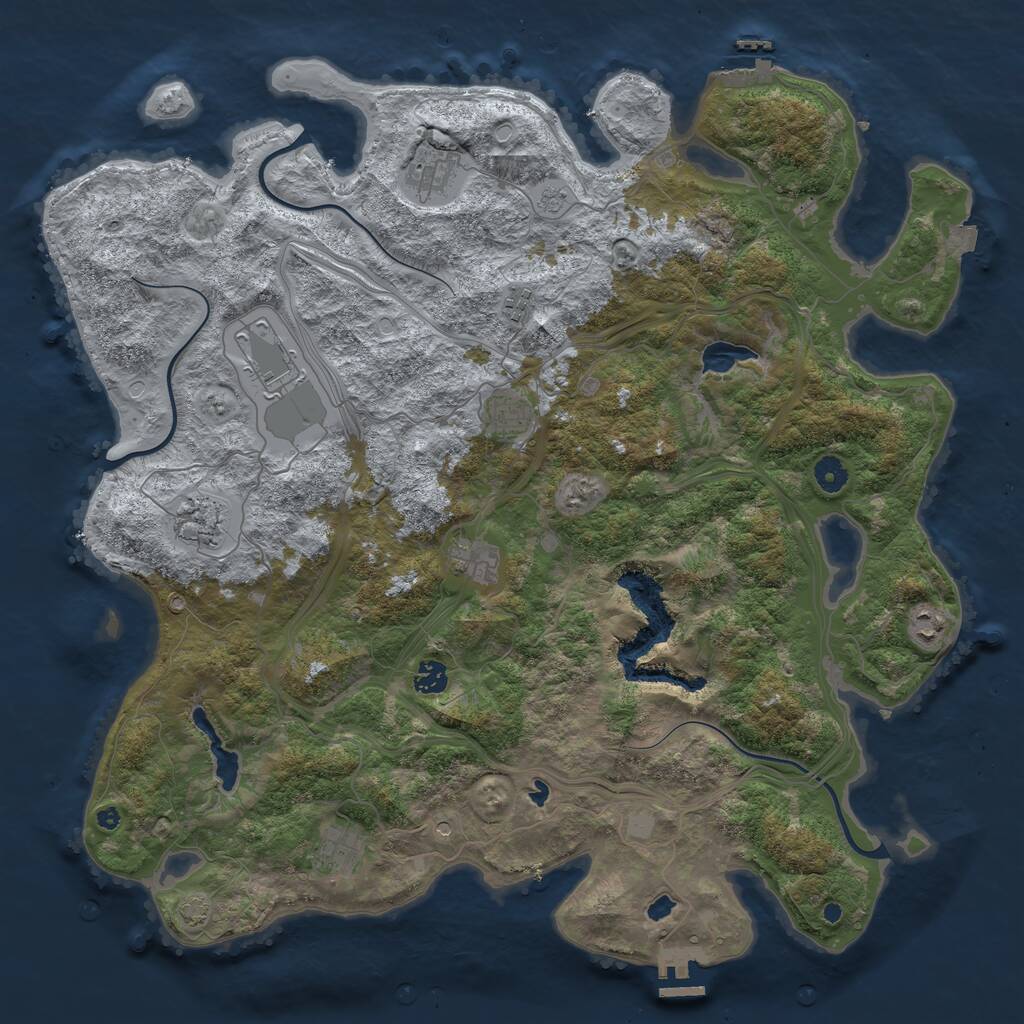 Rust Map: Procedural Map, Size: 4500, Seed: 2608994, 15 Monuments