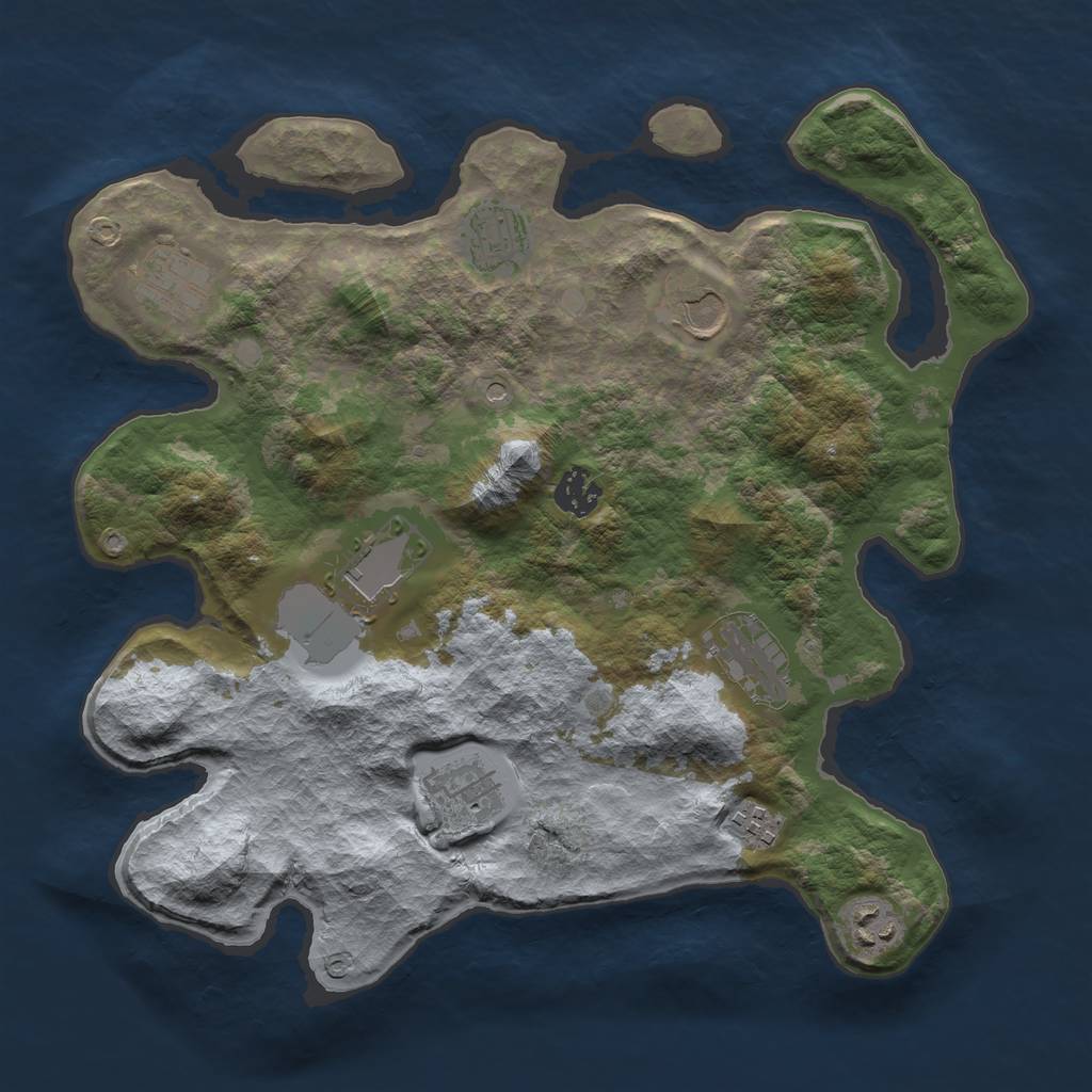 Rust Map: Barren, Size: 3500, Seed: 4005, 12 Monuments