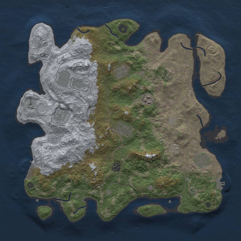 Rust Map: Procedural Map, Size: 4000, Seed: 1208571814, 18 Monuments