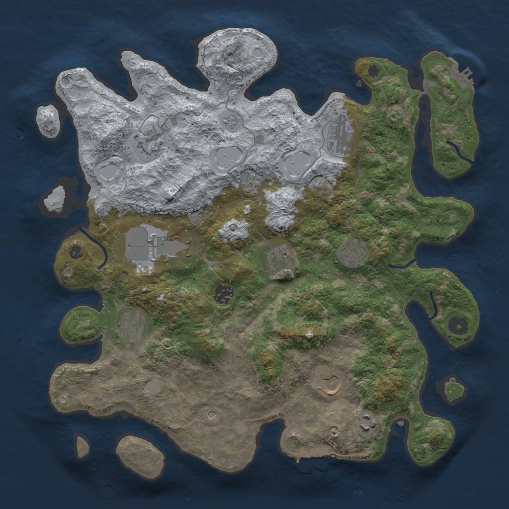 Rust Map: Procedural Map, Size: 3950, Seed: 1322220543, 19 Monuments