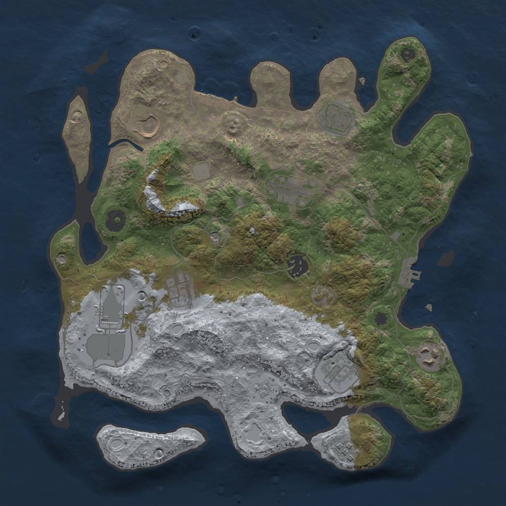 Rust Map: Procedural Map, Size: 3500, Seed: 4762, 18 Monuments