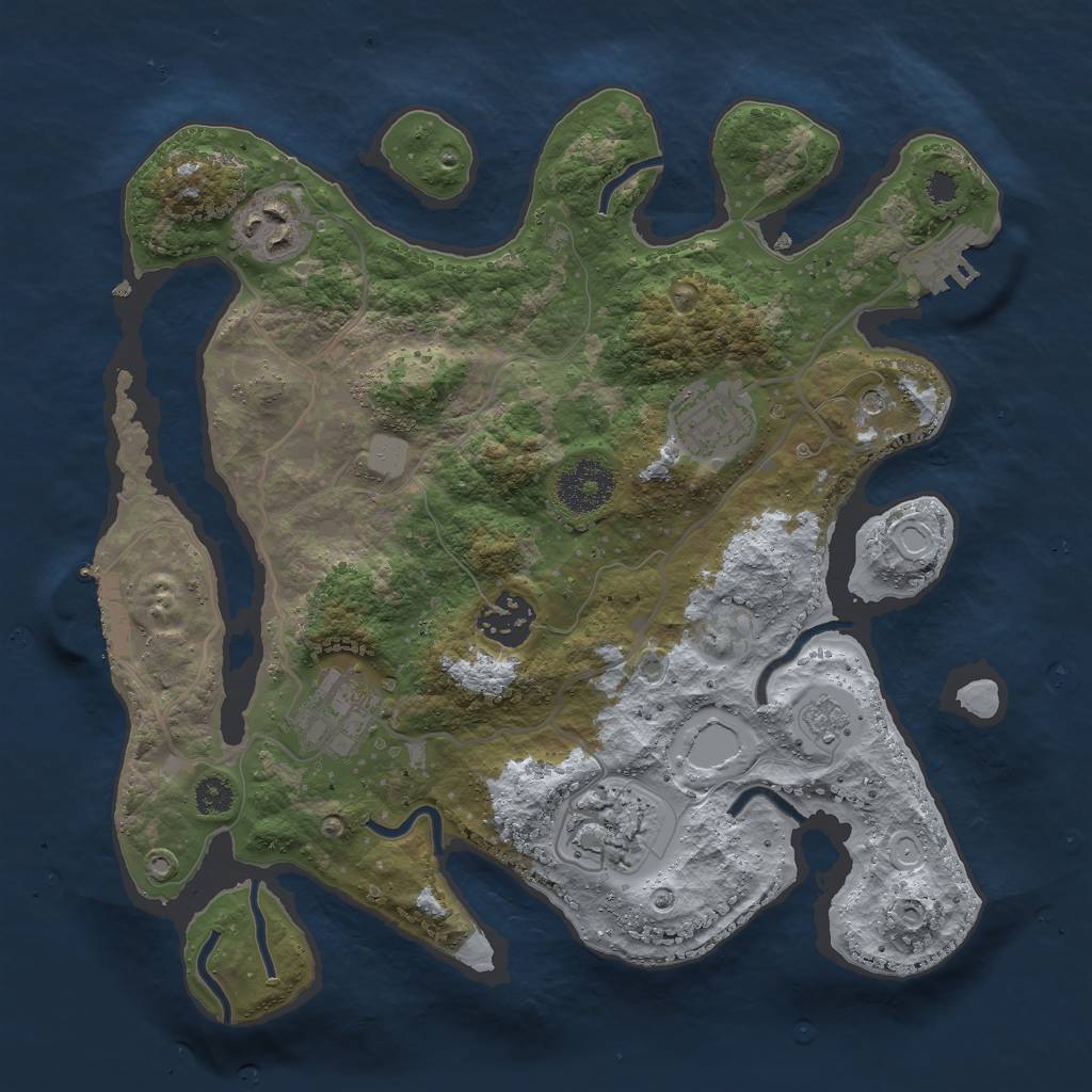Rust Map: Procedural Map, Size: 3000, Seed: 19377, 14 Monuments