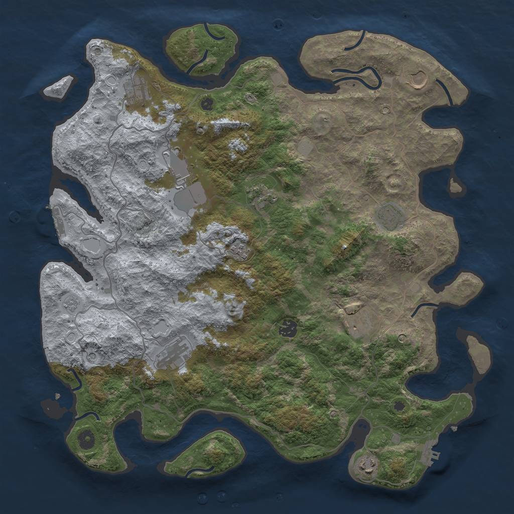 Rust Map: Procedural Map, Size: 4200, Seed: 71355677, 19 Monuments