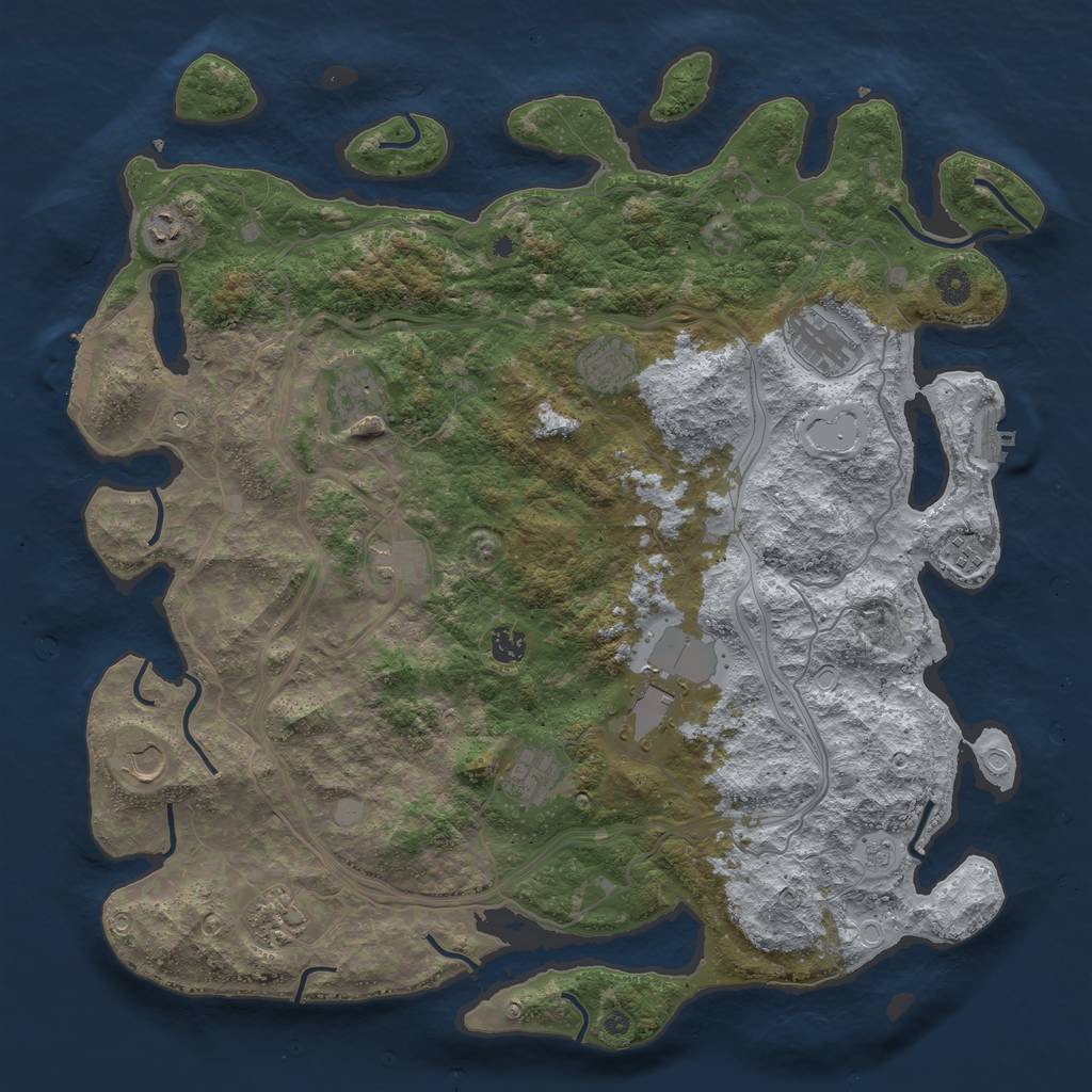 Rust Map: Procedural Map, Size: 4500, Seed: 9172427, 20 Monuments