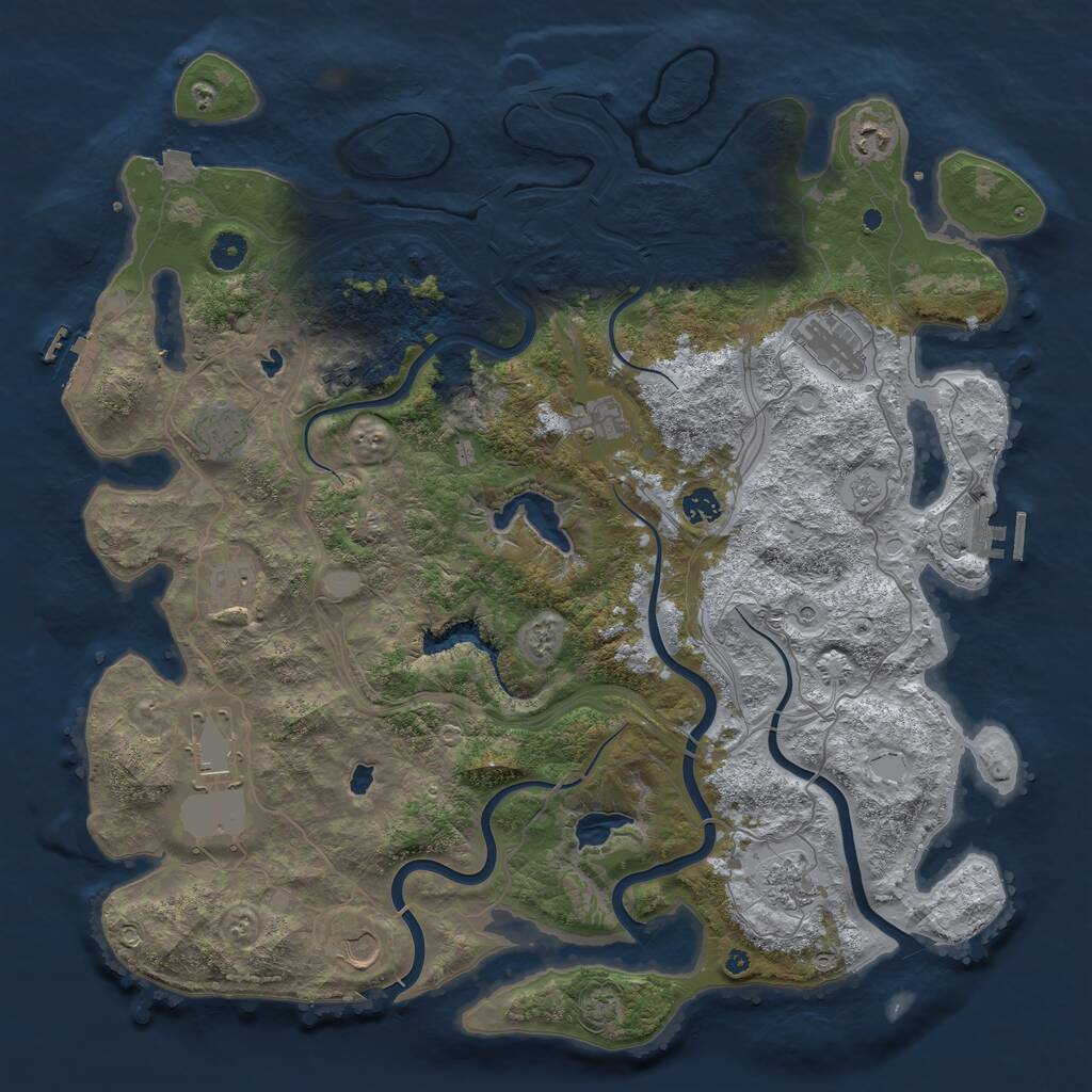 Rust Map: Procedural Map, Size: 4500, Seed: 9172427, 16 Monuments