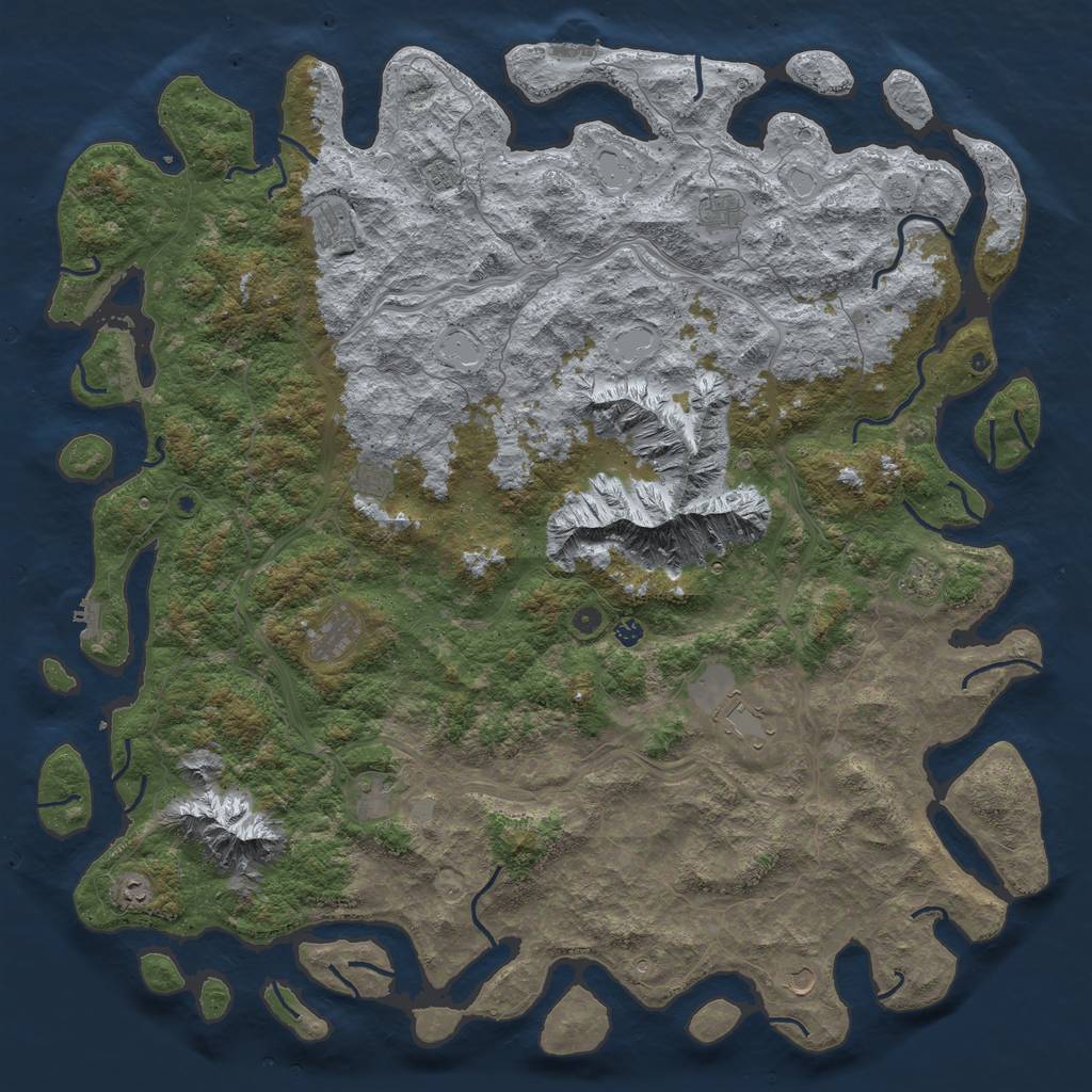 Rust Map: Procedural Map, Size: 6000, Seed: 54783901, 20 Monuments