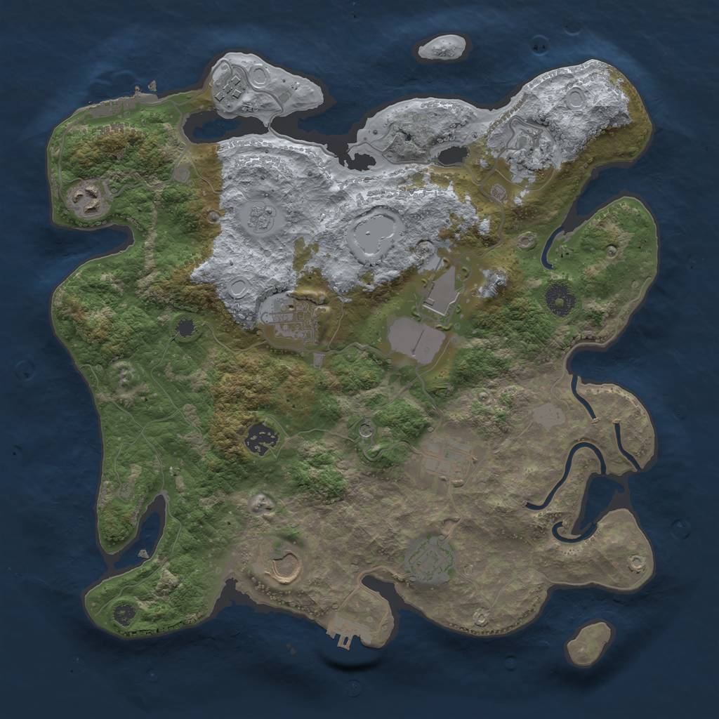 Rust Map: Procedural Map, Size: 3500, Seed: 402895274, 18 Monuments