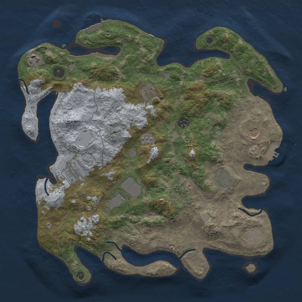 Rust Map: Procedural Map, Size: 4000, Seed: 548439, 19 Monuments