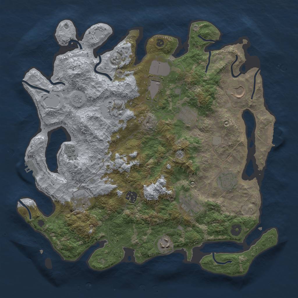 Rust Map: Procedural Map, Size: 3850, Seed: 426769204, 19 Monuments