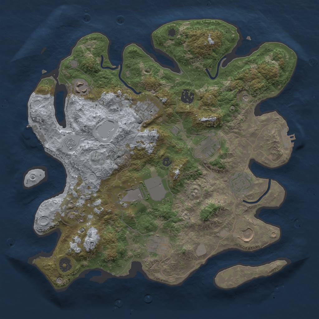 Rust Map: Procedural Map, Size: 3500, Seed: 596157023, 18 Monuments