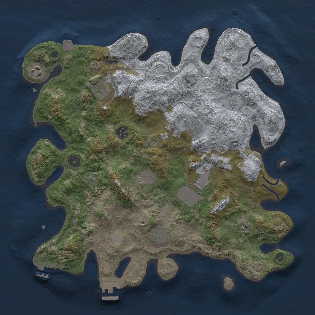 Rust Map: Procedural Map, Size: 3850, Seed: 451108522, 15 Monuments