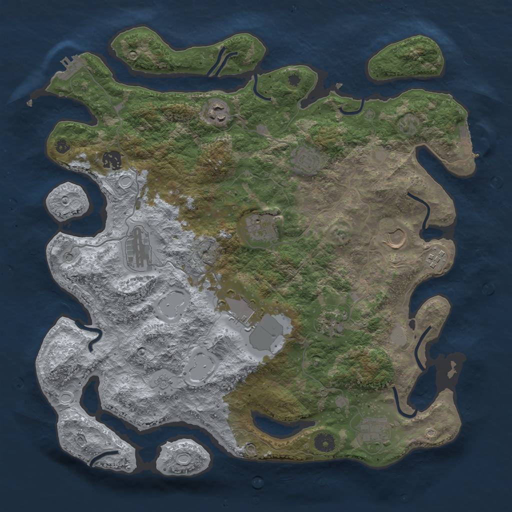 Rust Map: Procedural Map, Size: 3850, Seed: 189366611, 19 Monuments