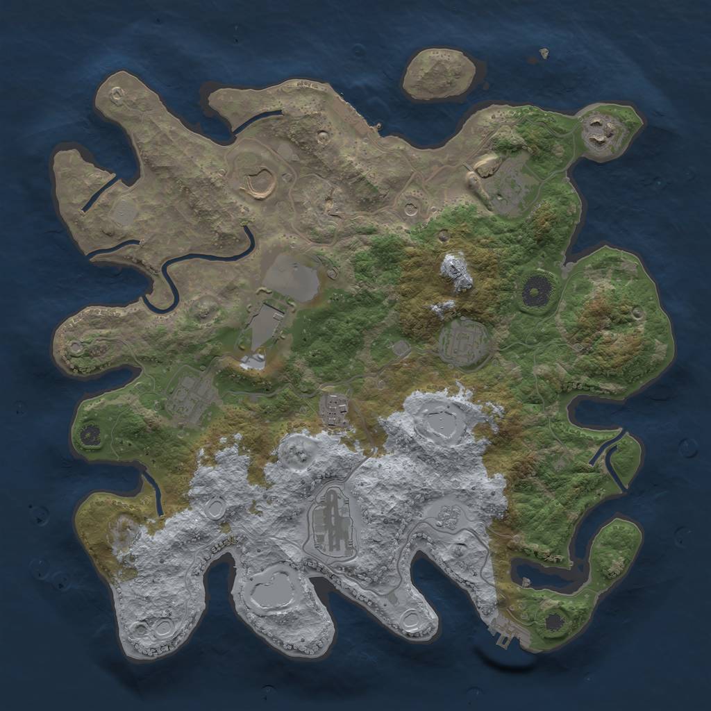 Rust Map: Procedural Map, Size: 3500, Seed: 18238173, 17 Monuments