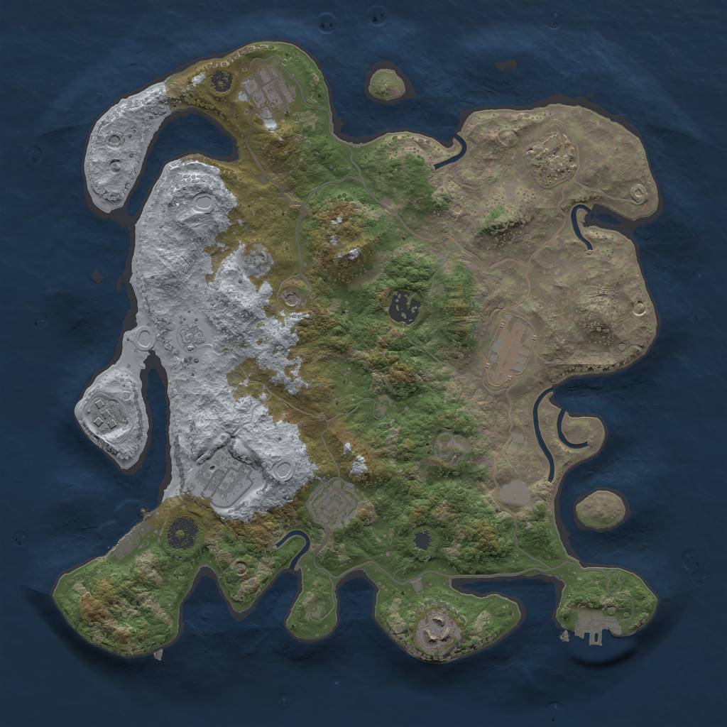 Rust Map: Procedural Map, Size: 3450, Seed: 1216992418, 17 Monuments