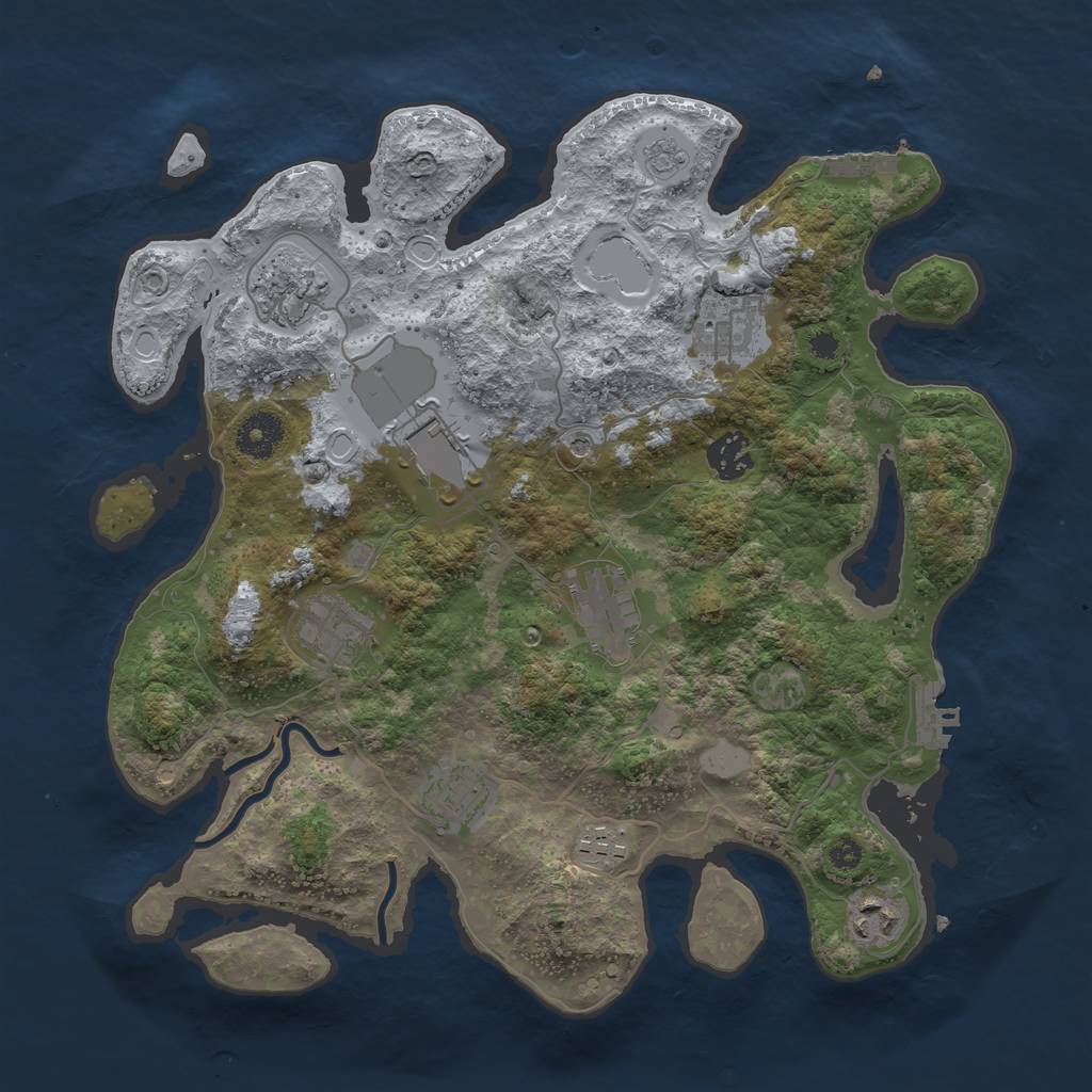 Rust Map: Procedural Map, Size: 3500, Seed: 1674296817, 18 Monuments