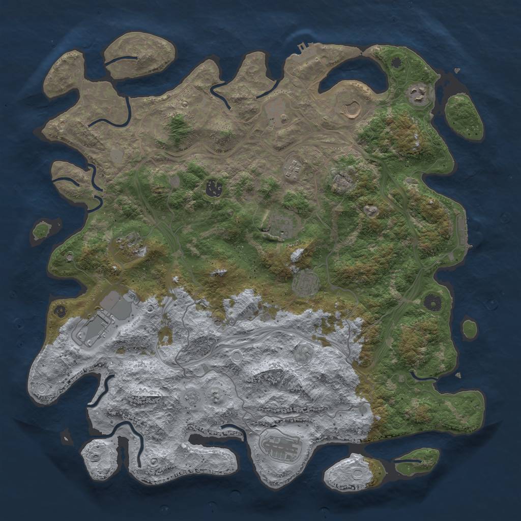 Rust Map: Procedural Map, Size: 4500, Seed: 1497783214, 19 Monuments