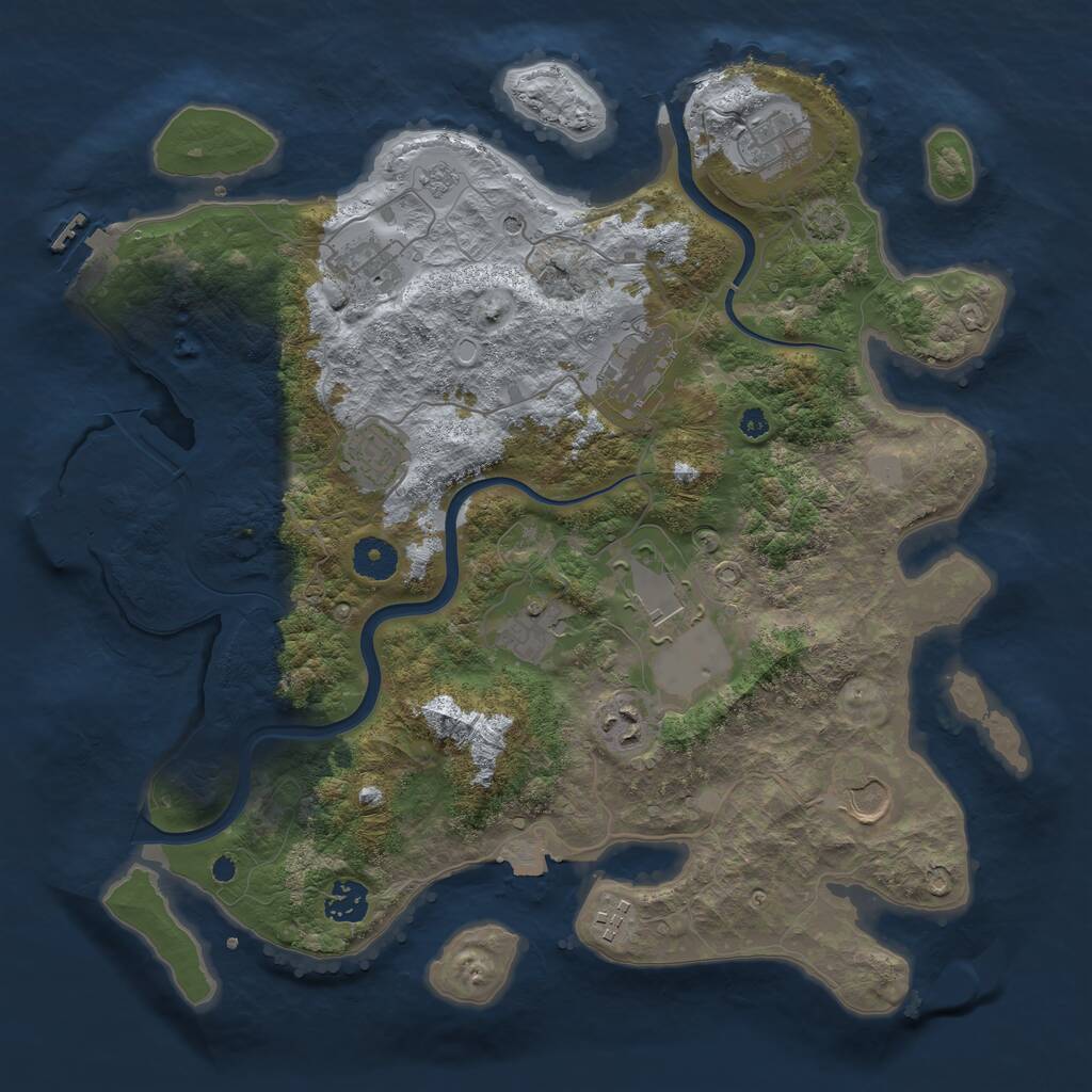 Rust Map: Procedural Map, Size: 3750, Seed: 31497195, 16 Monuments