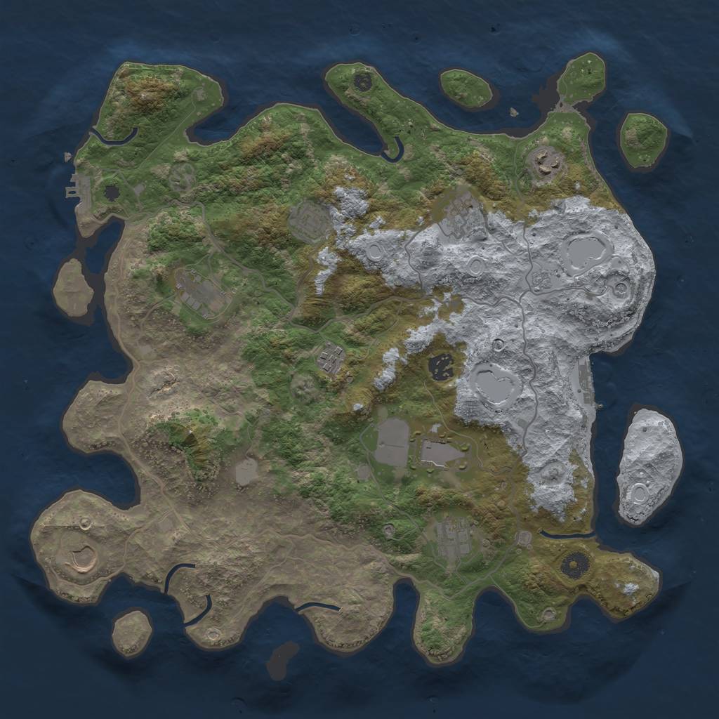 Rust Map: Procedural Map, Size: 4000, Seed: 945315, 18 Monuments