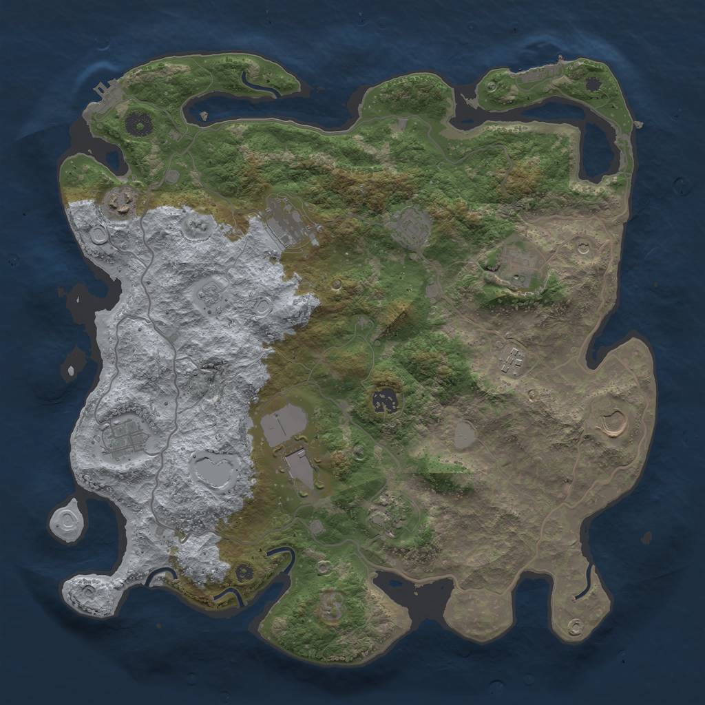 Rust Map: Procedural Map, Size: 4000, Seed: 852842, 19 Monuments