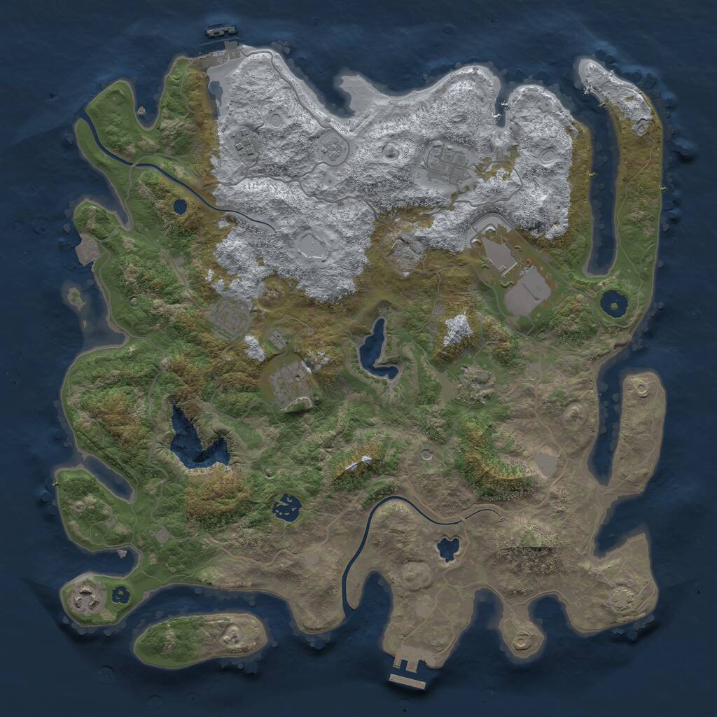 Rust Map: Procedural Map, Size: 4000, Seed: 840939231, 14 Monuments