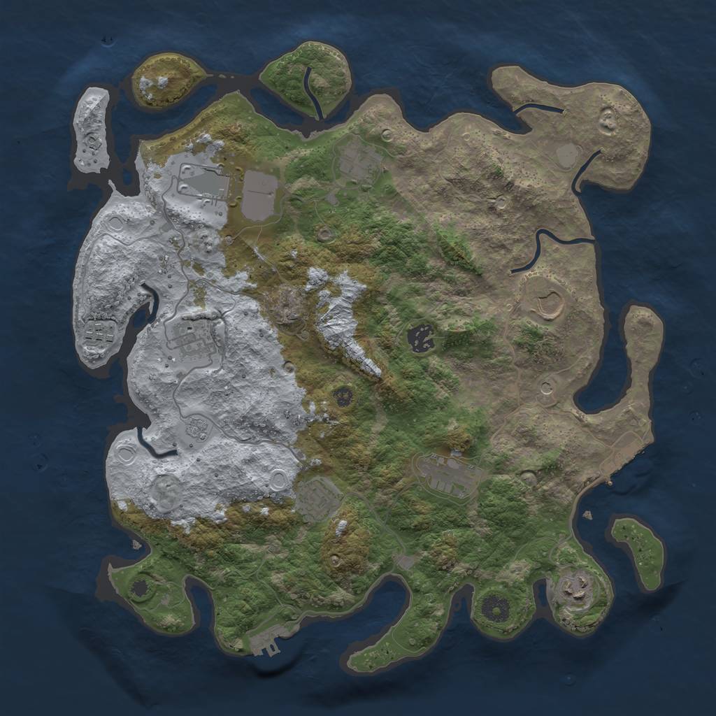Rust Map: Procedural Map, Size: 3800, Seed: 4422785, 18 Monuments