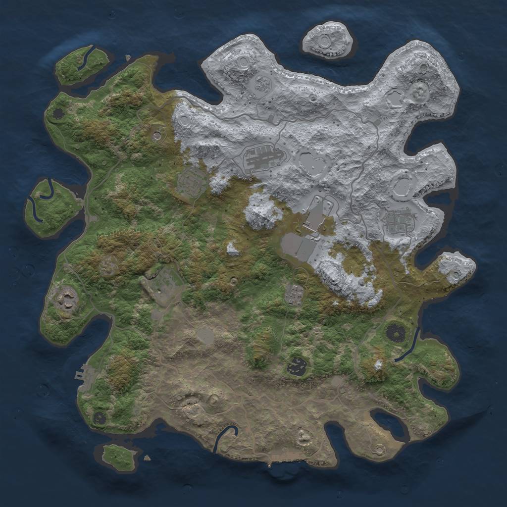 Rust Map: Procedural Map, Size: 4000, Seed: 133068, 15 Monuments